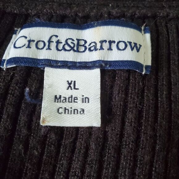 Croft and Barrow Black Long Sleeve Vneck Knit Sweater Size XL - Picture 6 of 8